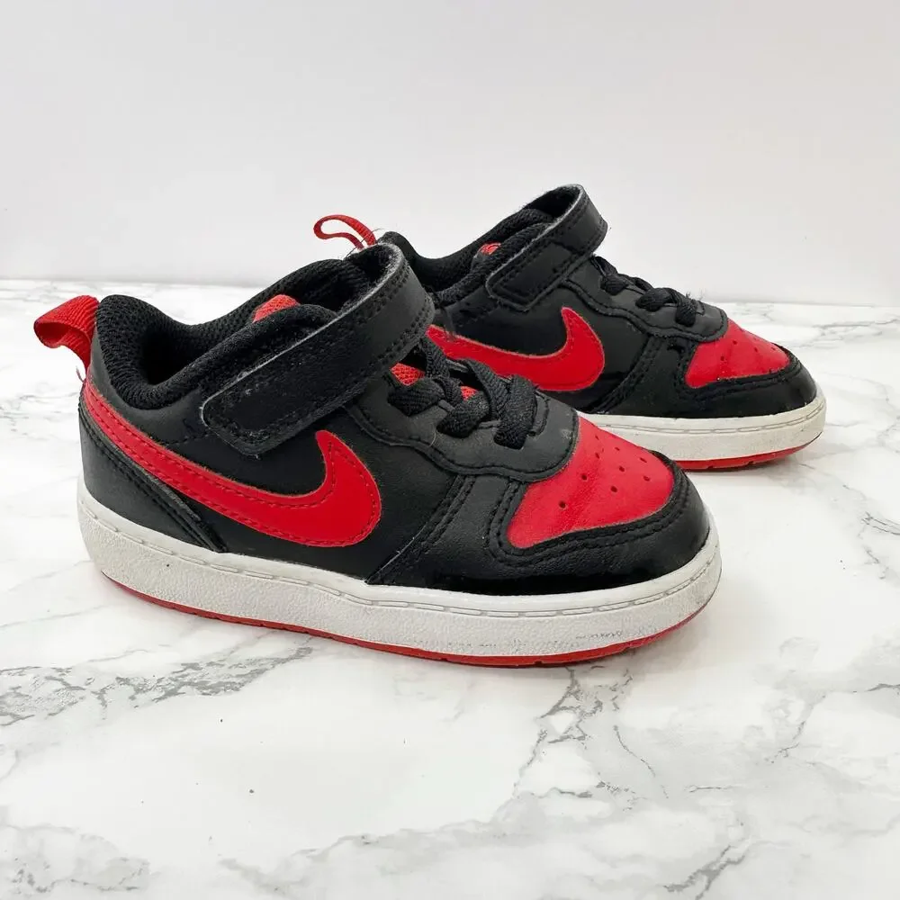 Nike‎ Court Borough Baby Boy Size 7C Sneakers Black Red